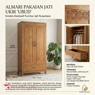 Lemari Kayu Jati Minimalis 2 Pintu Seri Ubud - Elegan & Kokoh Lemari Kayu Jati Minimalis 2 Pintu Seri Ubud - Elegan & Kokoh