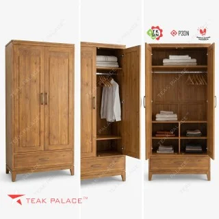 Lemari Kayu Jati Minimalis 2 Pintu Seri Ubud - Elegan & Kokoh Lemari Kayu Jati Minimalis 2 Pintu Seri Ubud - Elegan & Kokoh