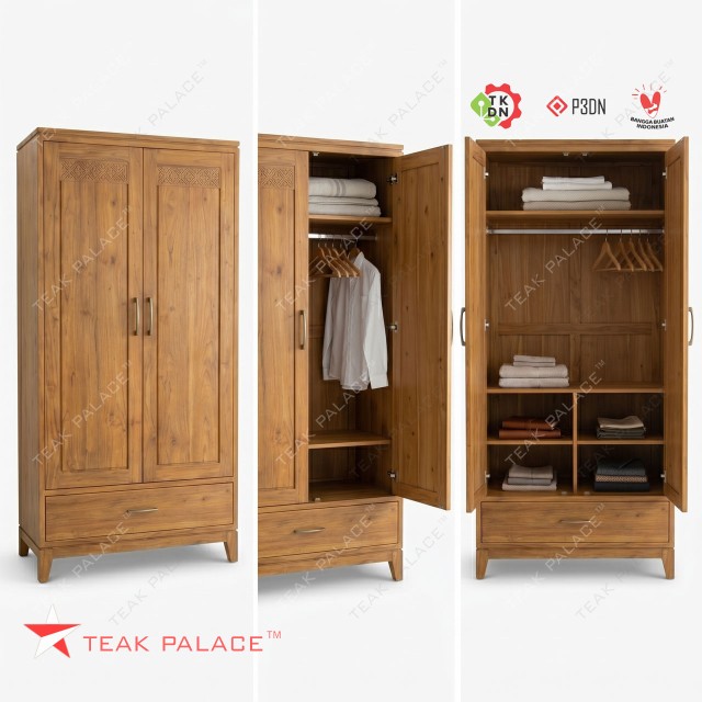 Lemari Kayu Jati Minimalis 2 Pintu Seri Ubud - Elegan & Kokoh Lemari Kayu Jati Minimalis 2 Pintu Seri Ubud - Elegan & Kokoh