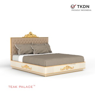 Tempat Tidur Mewah Duco Ivory Ukir Emas Karina