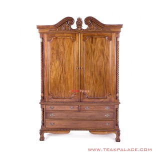 Wardrobe Teak Wood 2 Door Golden Teak Carved Mataram Wardrobe Teak Wood 2 Door Golden Teak Carved Mataram