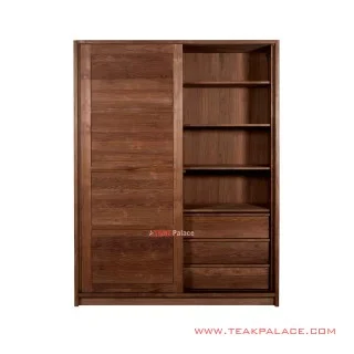 Lemari Pakaian Sliding Jati Natural Seri Surabaya