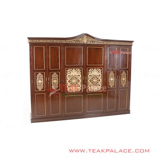 Lemari Pakaian Jati Ukir Emas 6 Pintu Padang