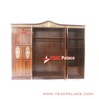 Lemari Pakaian Jati Ukir Emas 6 Pintu Padang