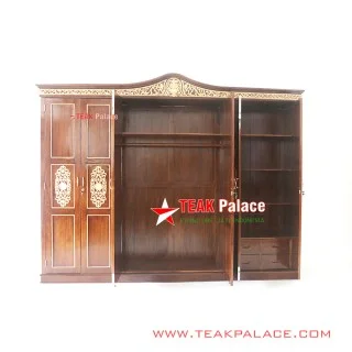 Lemari Pakaian Jati Ukir Emas 6 Pintu Padang