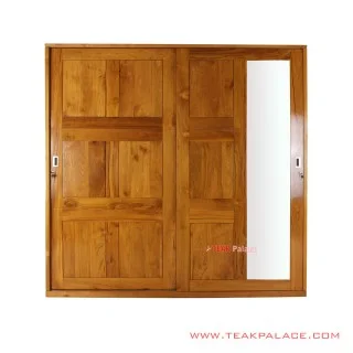 Lemari Pakaian 2 Pintu Sliding Golden Teak Seri Gilang
