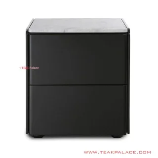 Nakas Jati Hitam Minimalis Akita Marmer