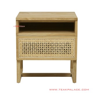 Nakas Laci Minimalis Jati Anyaman Rotan Seri Delon