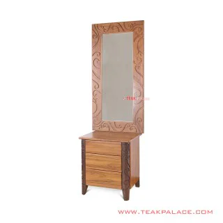 Nakas Cermin Jati Palembang Ukir Minimalis