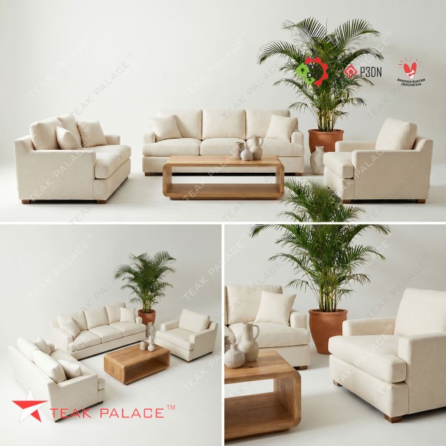 Seri Kediri: Sofa Minimalis 321 Premium & Meja Tamu Kayu Jati Eksklusif Seri Kediri: Sofa Minimalis 321 Premium & Meja Tamu Kayu Jati Eksklusif