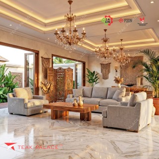Sofa Minimalis Modern Set 311 Eksklusif & Meja Tamu Kayu Jati Kediri