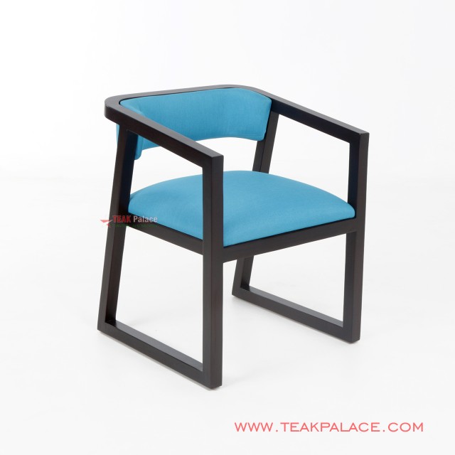 Teak Minimalist Chair Vitalia Blue