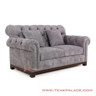 Sofa Jati Minimalis Abu-Abu Robinson 2 Dudukan