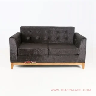 Sofa Jati Minimalis Hitam 2 Dudukan Seri Riau