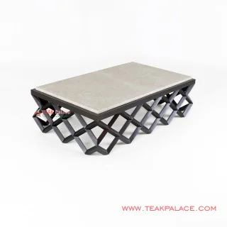 Meja Tamu Jati Marmer Unik Seri Bulgari