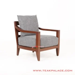 Kursi Jati Minimalis Poppy Single Abu-Abu