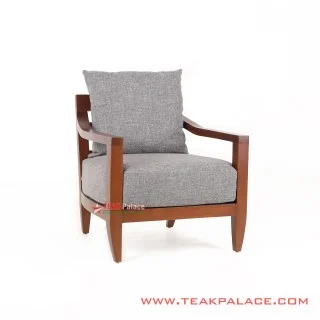 Kursi Jati Minimalis Poppy Single Abu-Abu