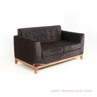 Sofa Jati Minimalis Hitam 2 Dudukan Seri Riau