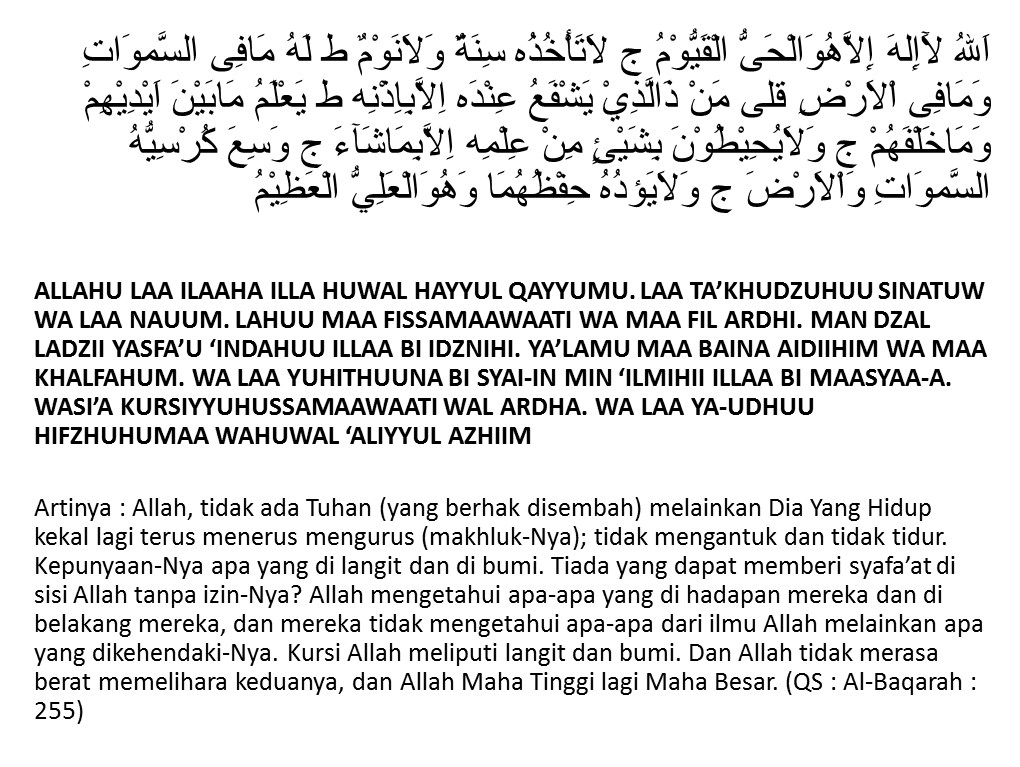 Bacaan Ayat Kursi Dan Terjemahannya Shoheh