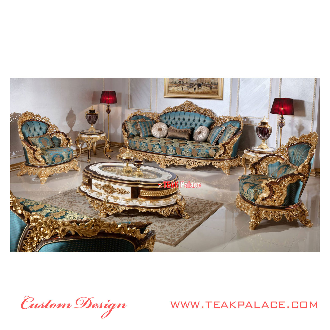 sofa ukir warna gold armani