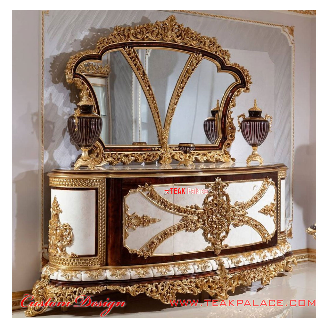 Buffet Mewah Ukiran Jepara Emas Armani
