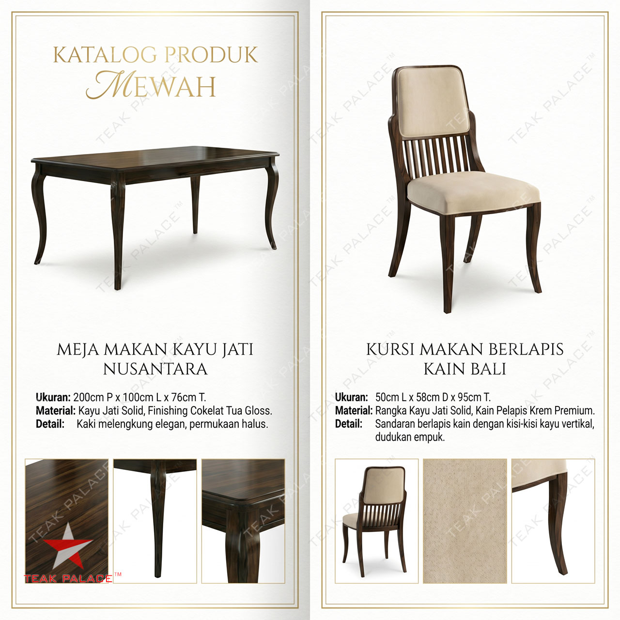 Katalog Spesifikasi Meja Makan Minimalis 6 Kursi Kayu Jati
